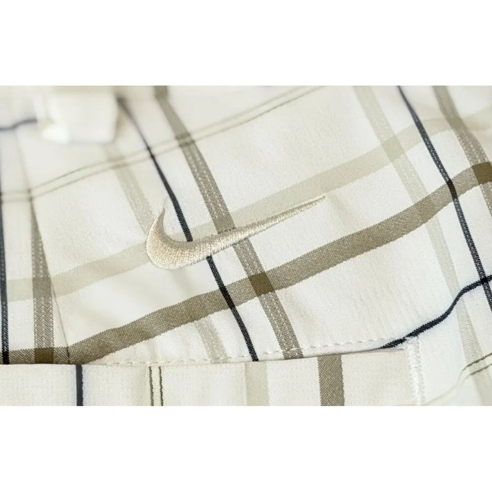 Nike Golf Dri-FIT Plaid Shorts 34 White Beige Navy Performance
